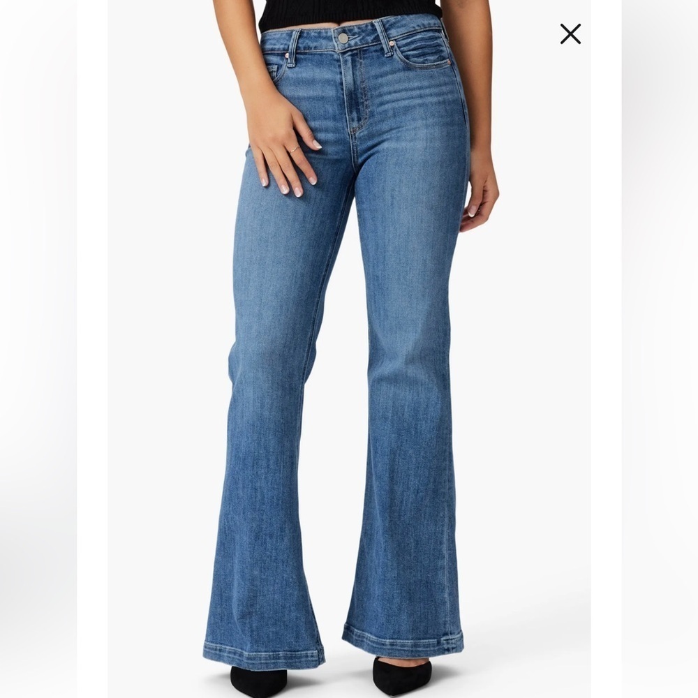 Paige Genevieve Modern High Rise Flare Jeans Size 34 Perspective - Picture 1 of 14